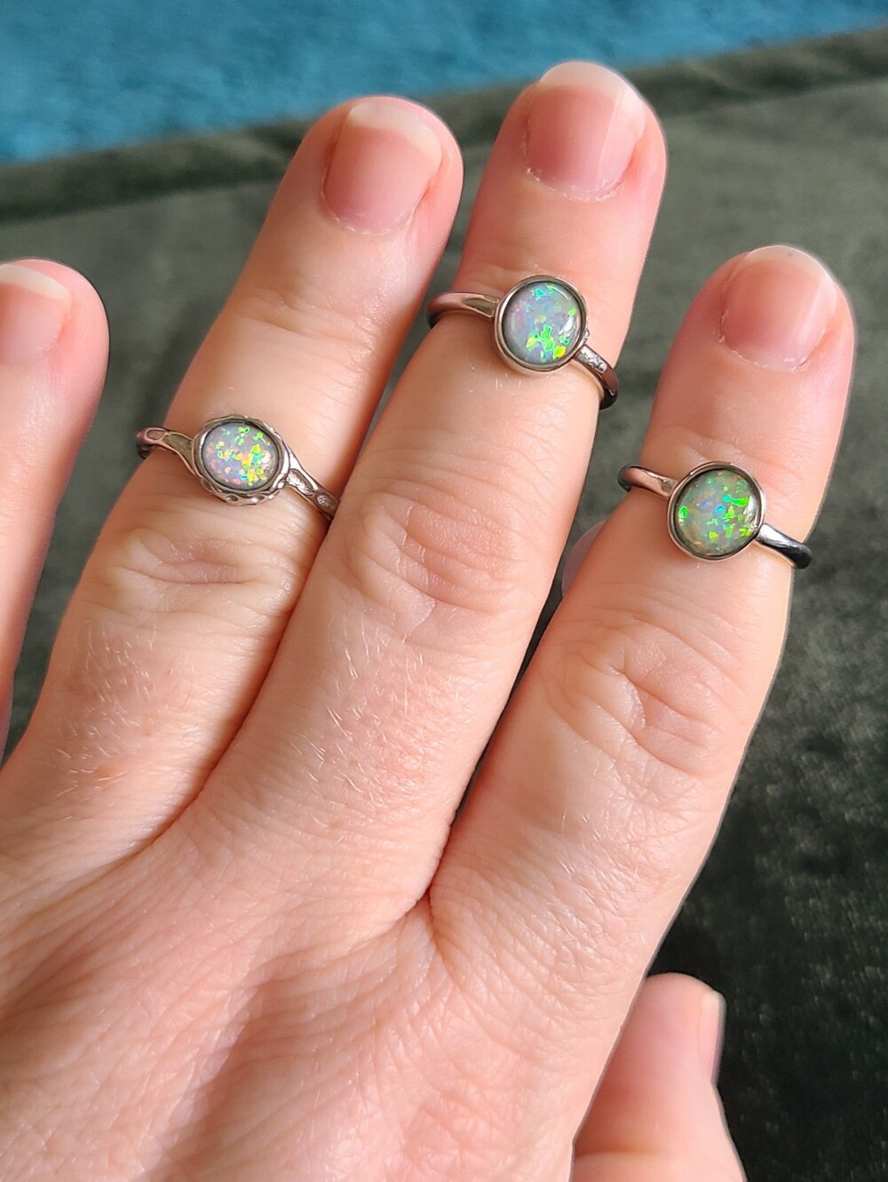 Stainless Steel Opal Round Ring